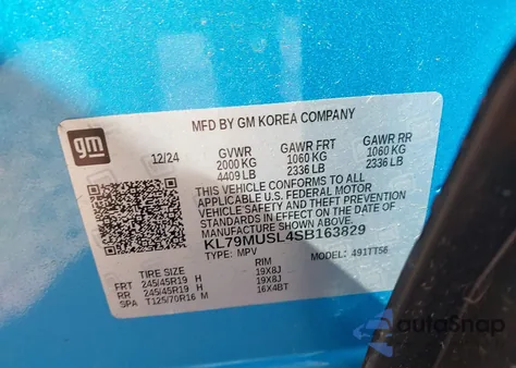 2025 Chevrolet Trailblazer Awd Rs from USA, damaged, VIN KL79MUSL4SB163829